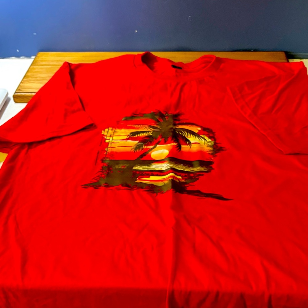 New 3XL Gildan Red Tropical Graphic Tee